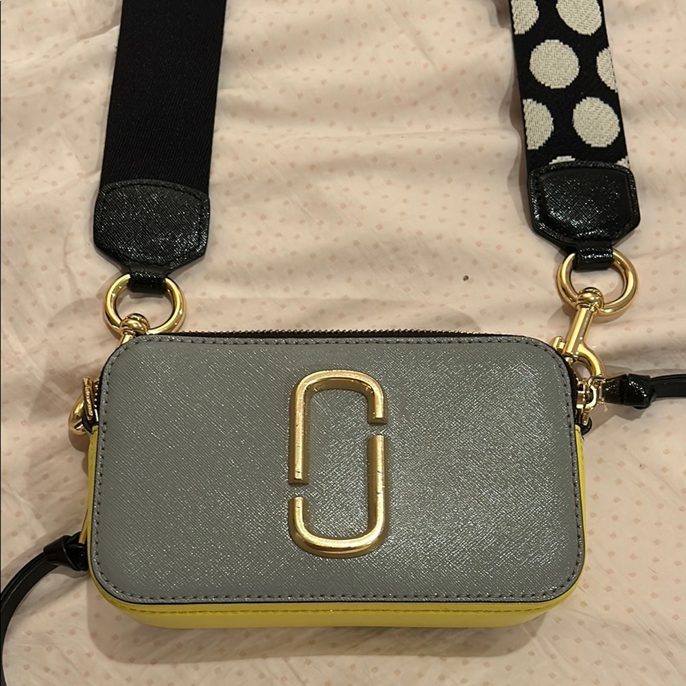 Marc Jacobs Gray and Yellow Crossbody Bag with Double-J Logo